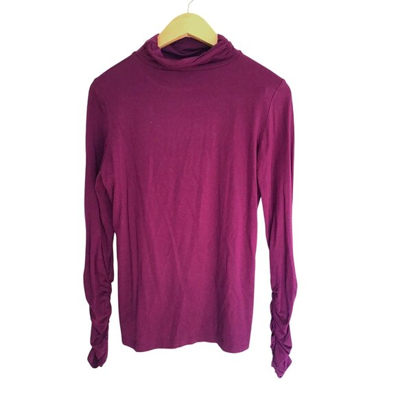 Venus Womens Long Sleeve Ruched Purple Top Size M - Picture 2 of 7